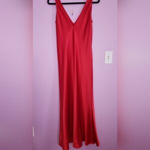 Beautiful Ralph Lauren Satiny Long Red Formal Evening Dress